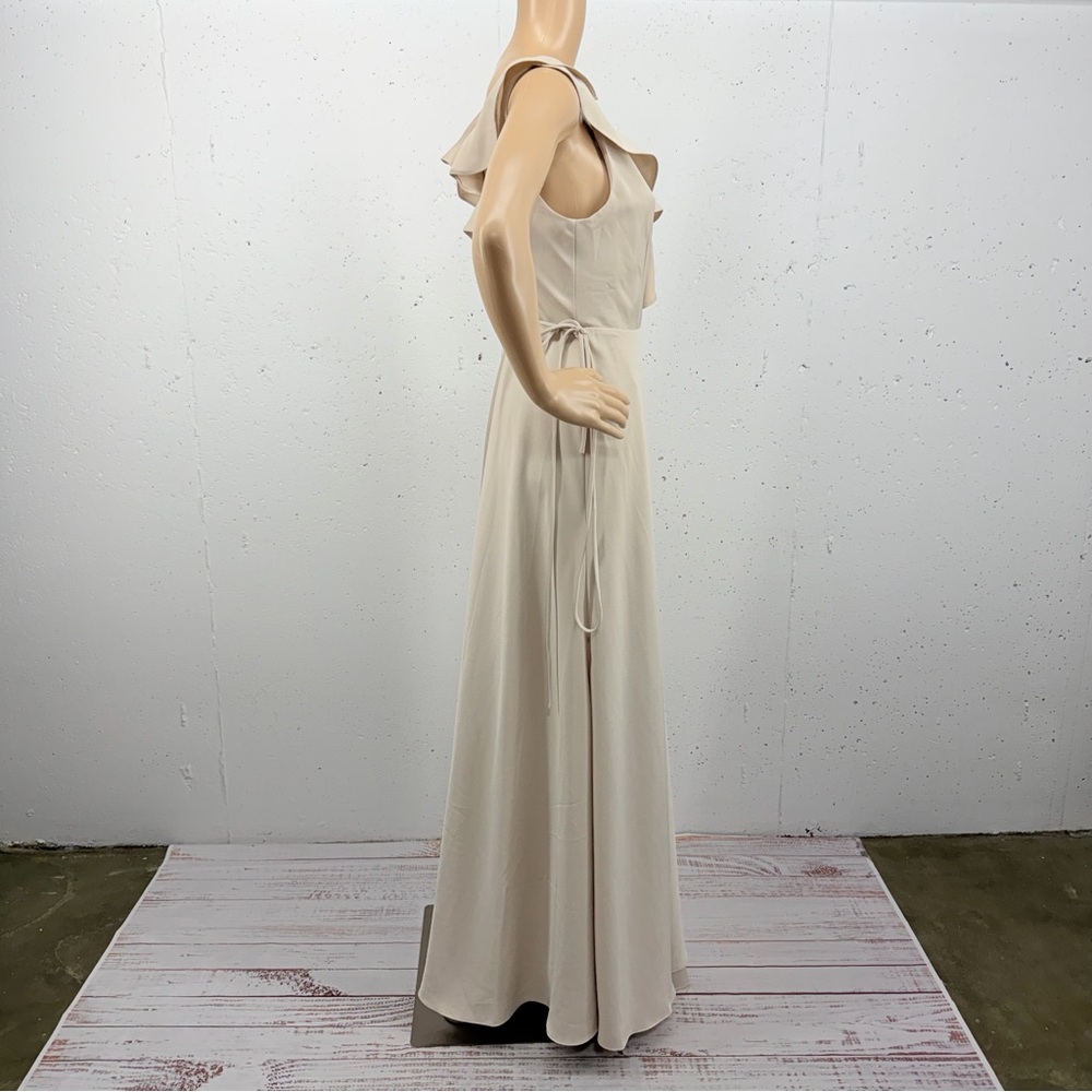 BHLDN Sachin & Babi Size 4 Tansy Satin Oyster Ruffle Lined Maxi Wrap Dress - Picture 9 of 16